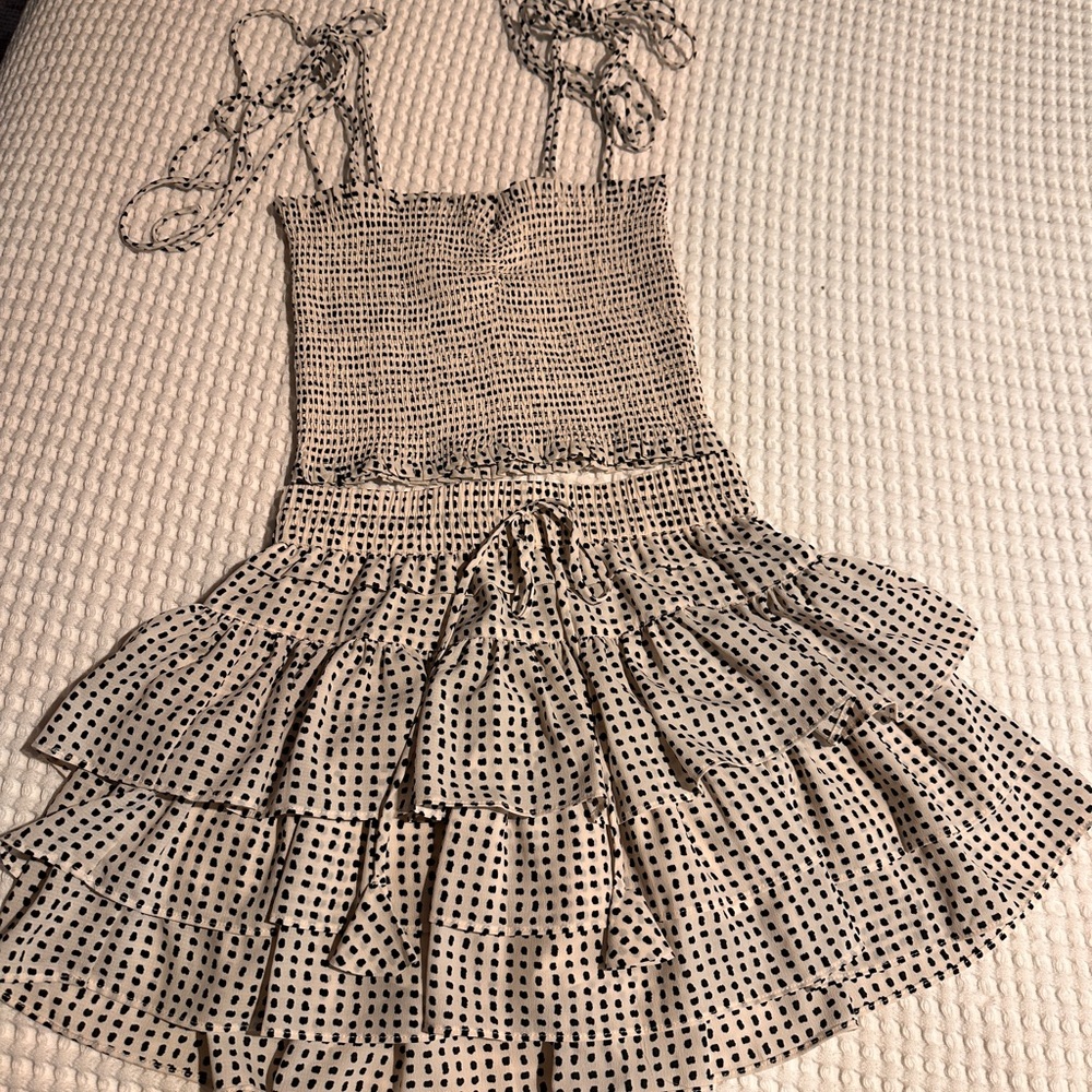 Black and White Polka Dot Skirt Set